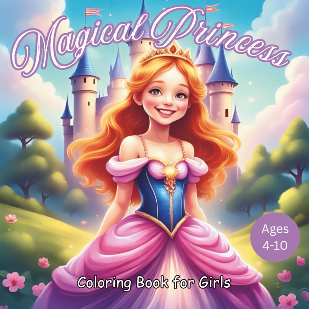 Magical Princess Coloring Book for Girls Ages 4–10: Beautiful Princesses, Royal Castles, Unicorns & Fairytale Scenes | Fun and Creative Coloring Pages for Kids Who Love Magic and Imagination