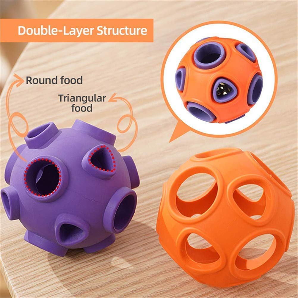 MU Gile Bounce Food Dispenser Palla per Cani Chew Masticare in Gomma Cassaforte Cassaforte Pet Interactive Pet Toys Bell Giochi Denti Pulizia,Arancia