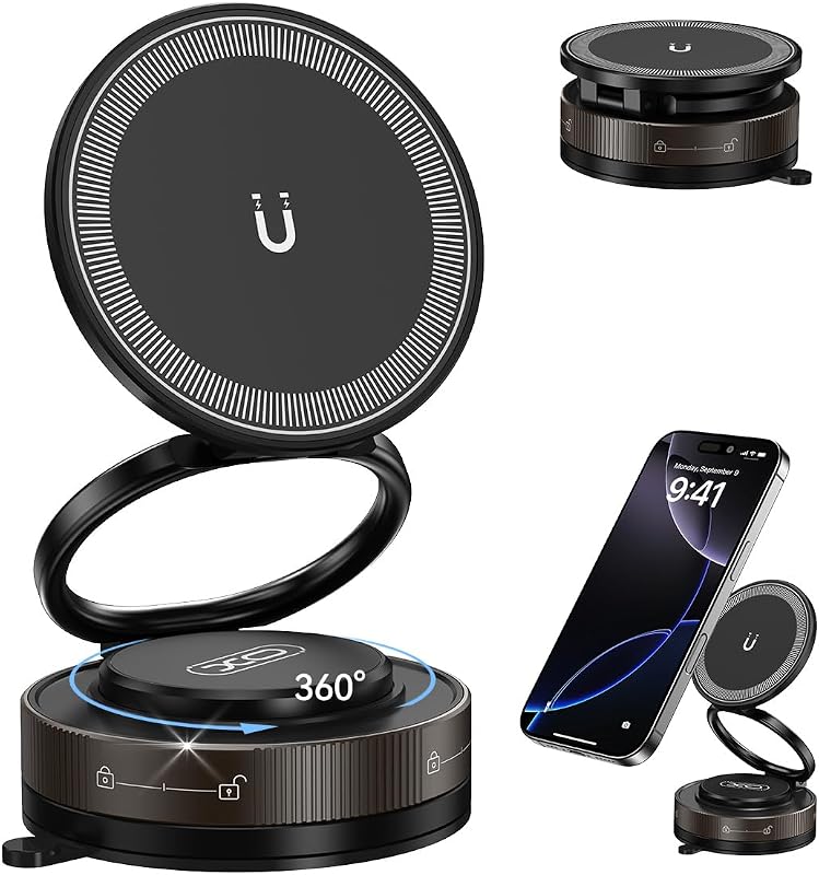 Suporte Magnético para Celular XO com Gel Nano, Rotação 360° e Design Dobrável para Carro e Superfícies Lisas