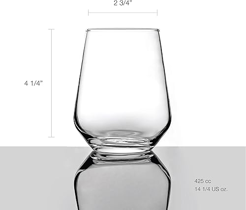 Miniatura 3 de Pasabahce Juego de copas de vino prémium de 6 a 14.4 onzas, sin tallo, juego exclusivo de vasos de vino para copas de vino tinto o blanco, juego de