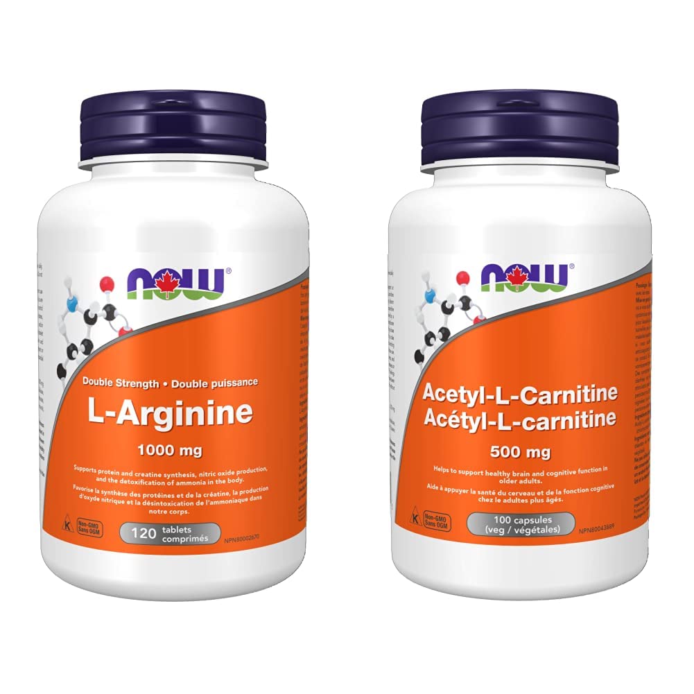 NOW Supplements L-Arginine 1000mg Tablets (120 Count) + NOW Acetyl  L-Carnitine 500mg (100 vcaps) : Amazon.ca: Health & Personal Care