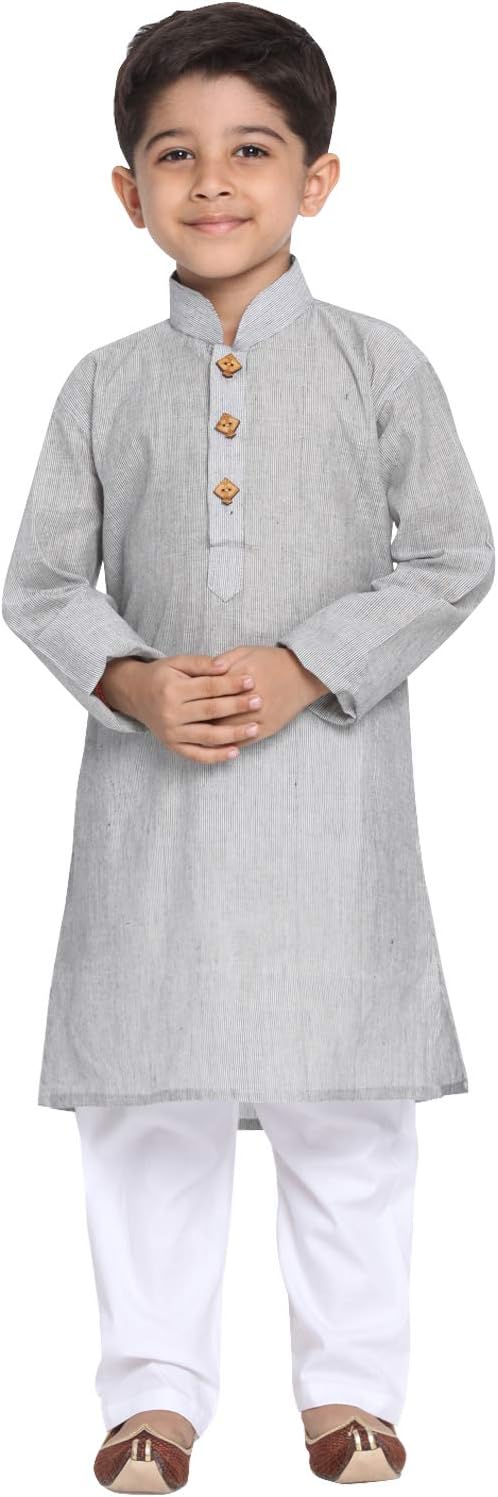 JBN Creation Boys Pure Cotton Kurta Pyjama Set - Ethnic Elegance for Festivals | Comfortable Traditional Pure south handloom cotton kurta pyjama for Kids