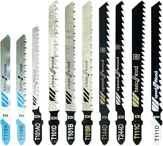 10-piece set T-Shank Jig Saw Blade Set, made of HSS/CPV, compatible with all jigsaws, metal cutting
