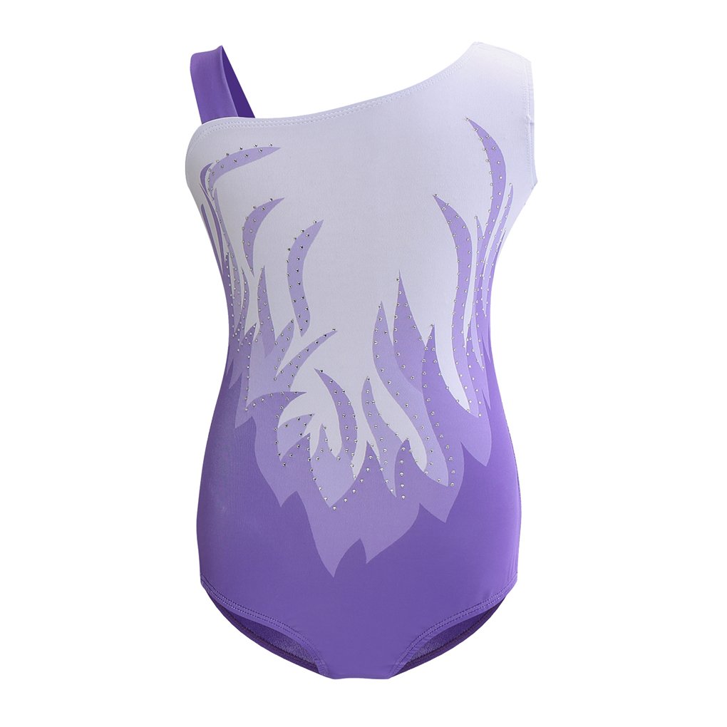 UkyzddioGirls Dance Leotards Flame Swirl One Cold Shoulder Athletic Gymnastic Bodysuit
