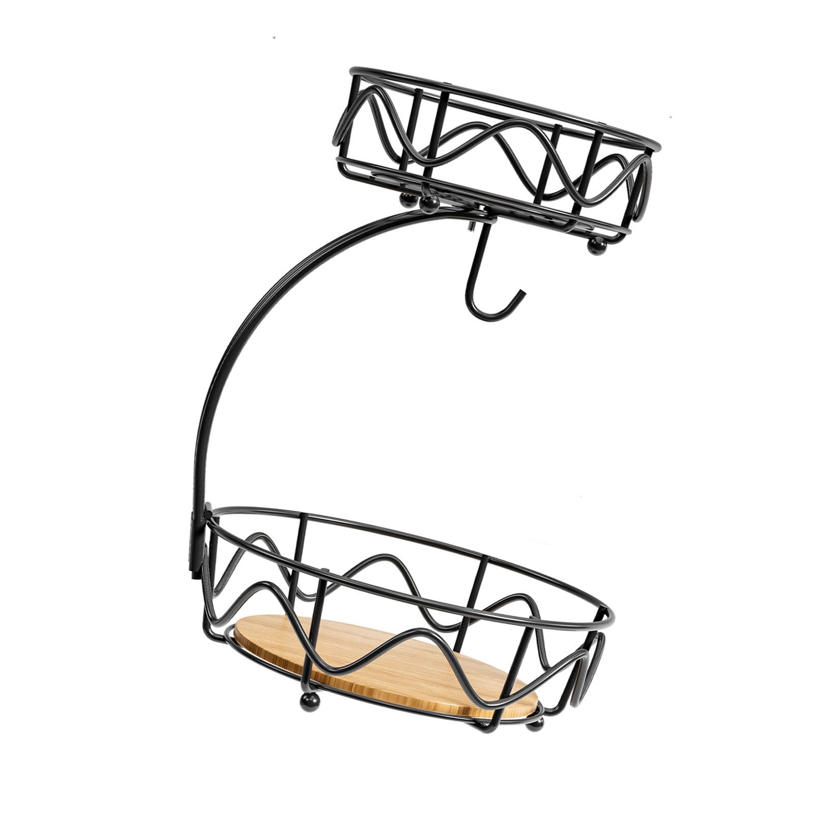 JSGHGDF Space Saving 2 Layer Iron Fruit Bowl with Elevated Feet for Banana Display Home Fruit Display