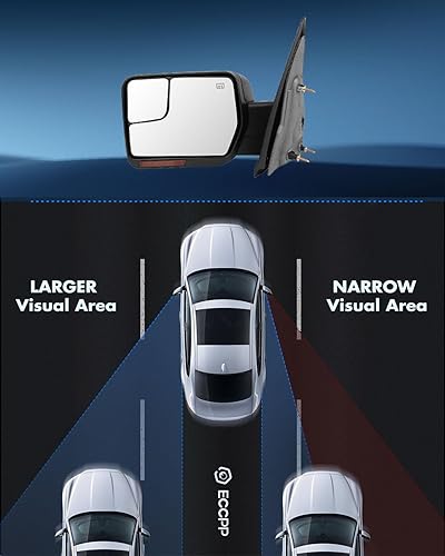Miniatura 6 de ECCPP Espejo de remolque izquierdo para Ford 2004-2014 para Ford F150 Espejo de remolque con lámpara de charco, control de potencia, reflector