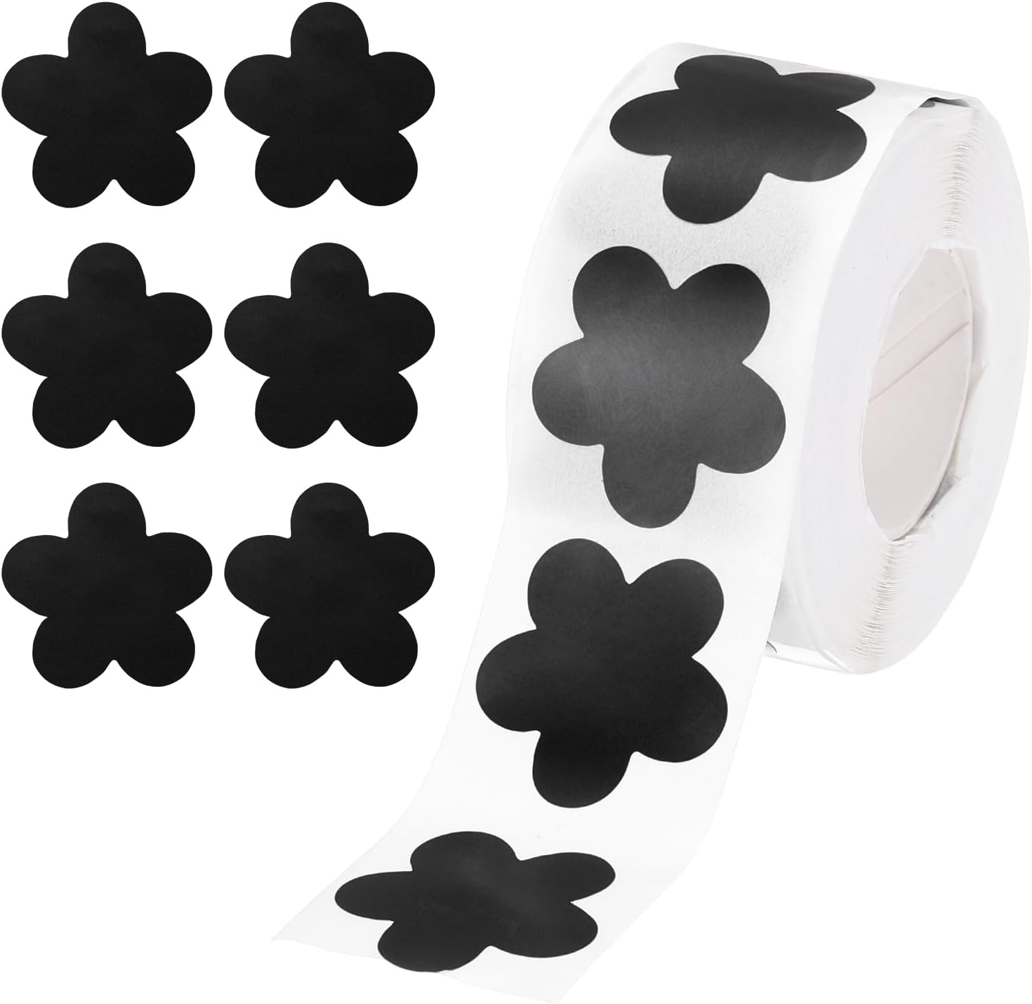 MECCANIXITY 500 Labels Black Daisy Stickers 1 Inch Daisy Shaped Sticker Labels Self-Adhesive Cute Decals for Envelope Valentine's Day Scrapbook Award Charts