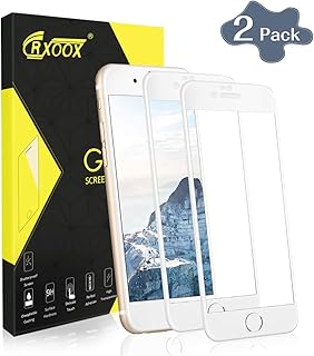 CRXOOX Protector de Pantalla para iPhone 6/iPhone 6s, Anti-Aceite, Ara?azos, Ampollas y Huellas Dactilares, HD, Dureza 9H, 0.33 mm,Blanco