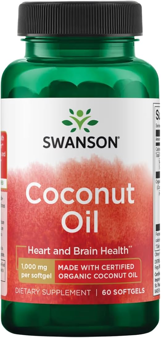 Swanson EFAs Coconut Oil Made with Certified Organic Coconut Oil (1000mg, 60 Softgels)