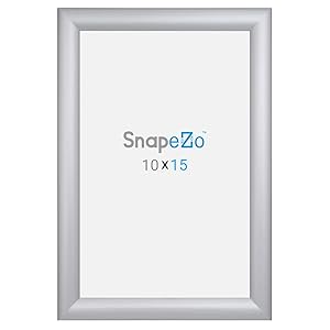 SnapeZo Poster Frame 10x15 Inches, Silver 1.2 Inch Aluminum Profile, Front-Loading Snap Frame, Wall Mounting, Premium Series