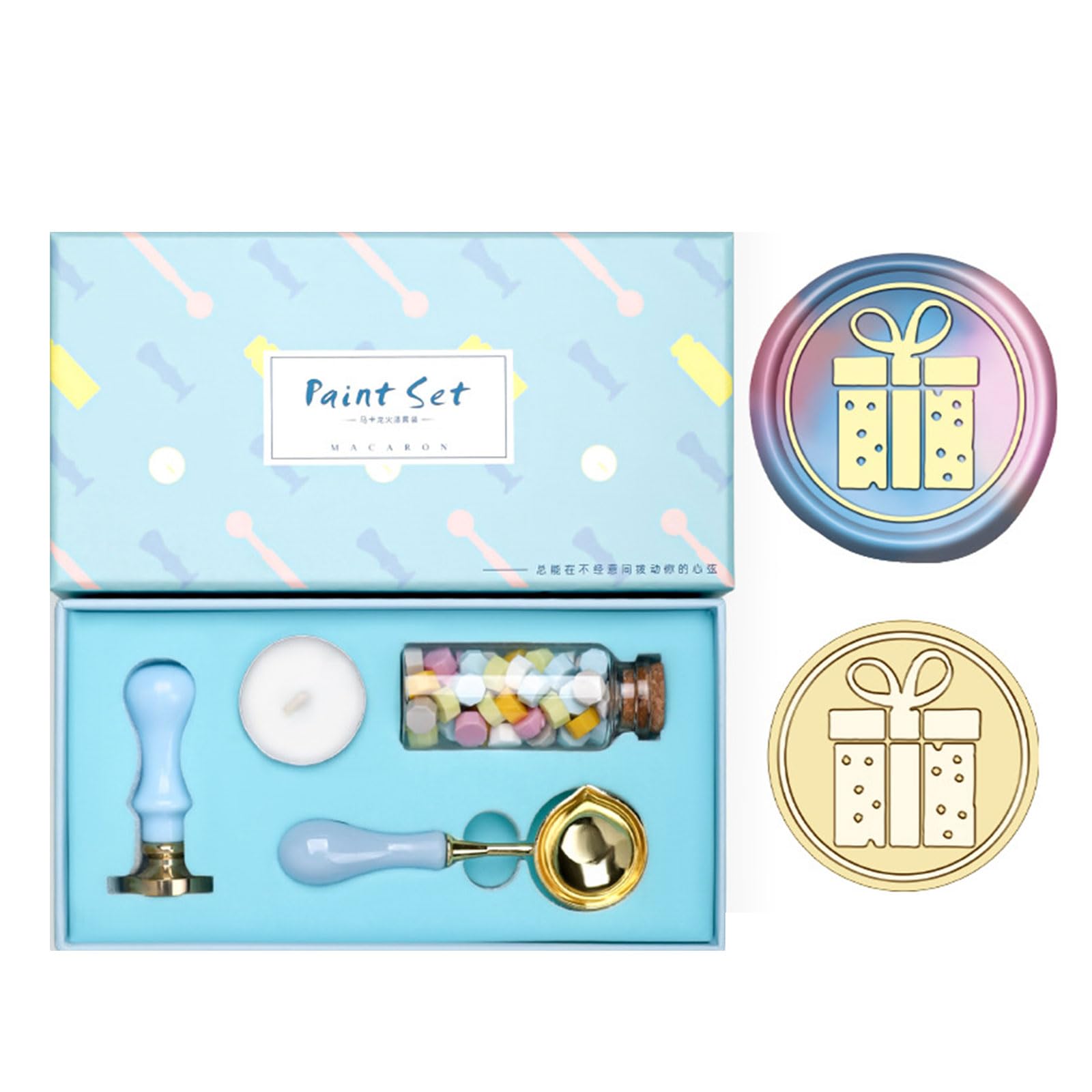Tsophreniq Antique Themed Seal Stamp Set with Handle Seal Beads Melting Spoon for Envelope Invitation Christmas Card Scrapbooking Decoration