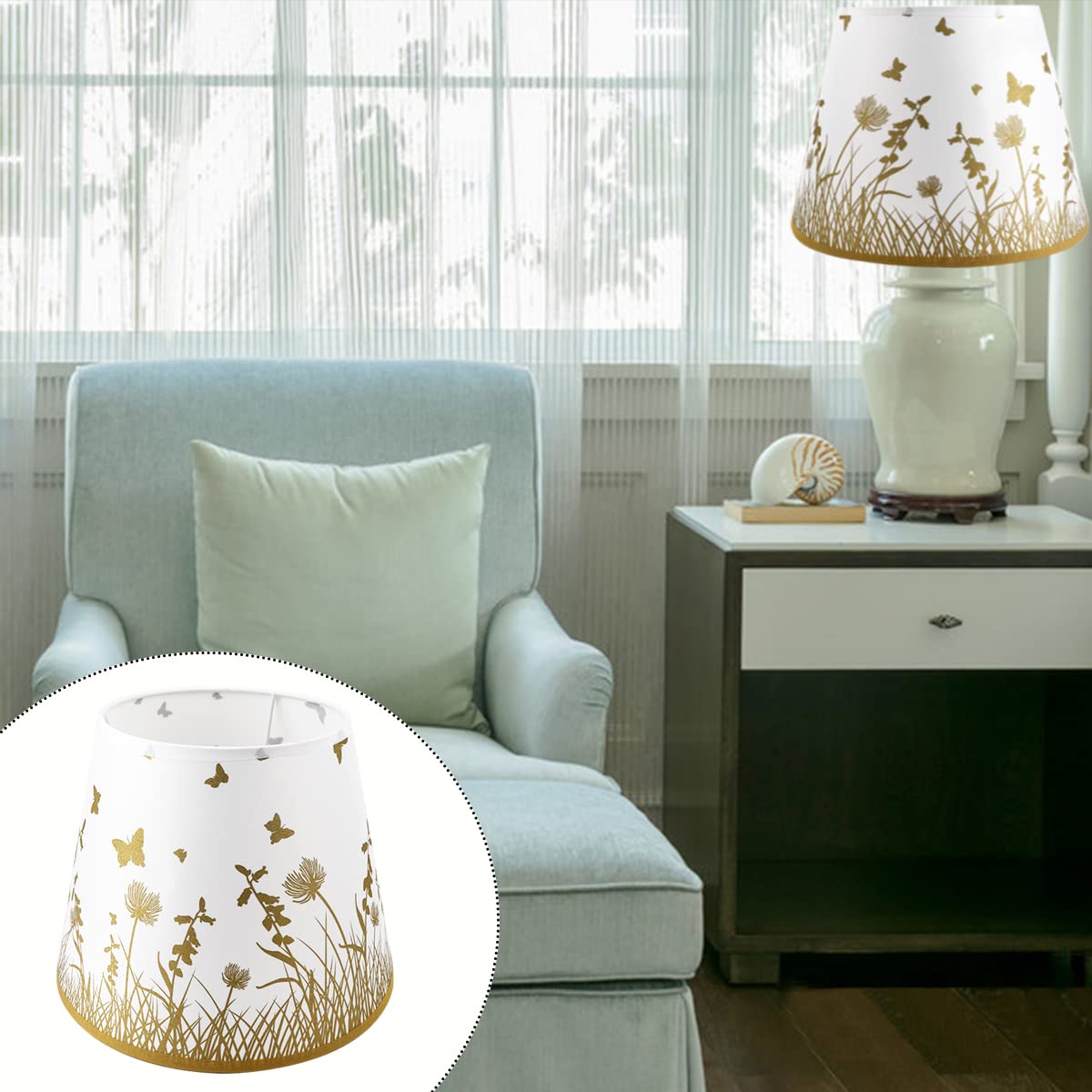 Kongkee Decorative Floral Drum Lamp Shades Set of 2 | for Table & Floor Lamps, 13 Top x 13 Bottom x 10 High Replacement Patterned Lampshade Cover, Easy Assembly Required Kongkee Decorative Floral Drum Lamp Shades Set of 2 | for Table & Floor Lamps, 13 Top x 13 Bottom x 10 High Replacement Patterned Lampshade Cover, Easy Assembly Required