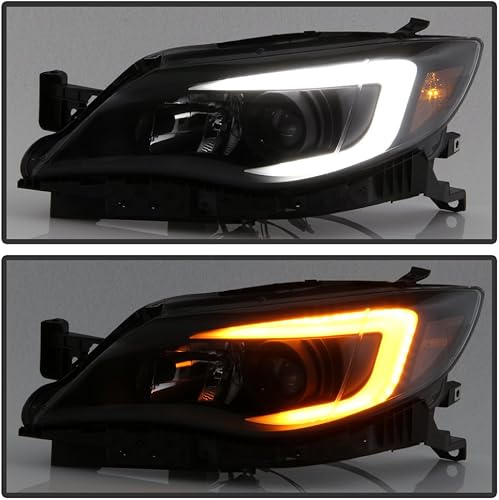 Miniatura 8 de ACANII - Para modelo halógeno Negro ahumado 2008-2014 Subaru Impreza WRX Switchback LED DRL proyector faros delanteros