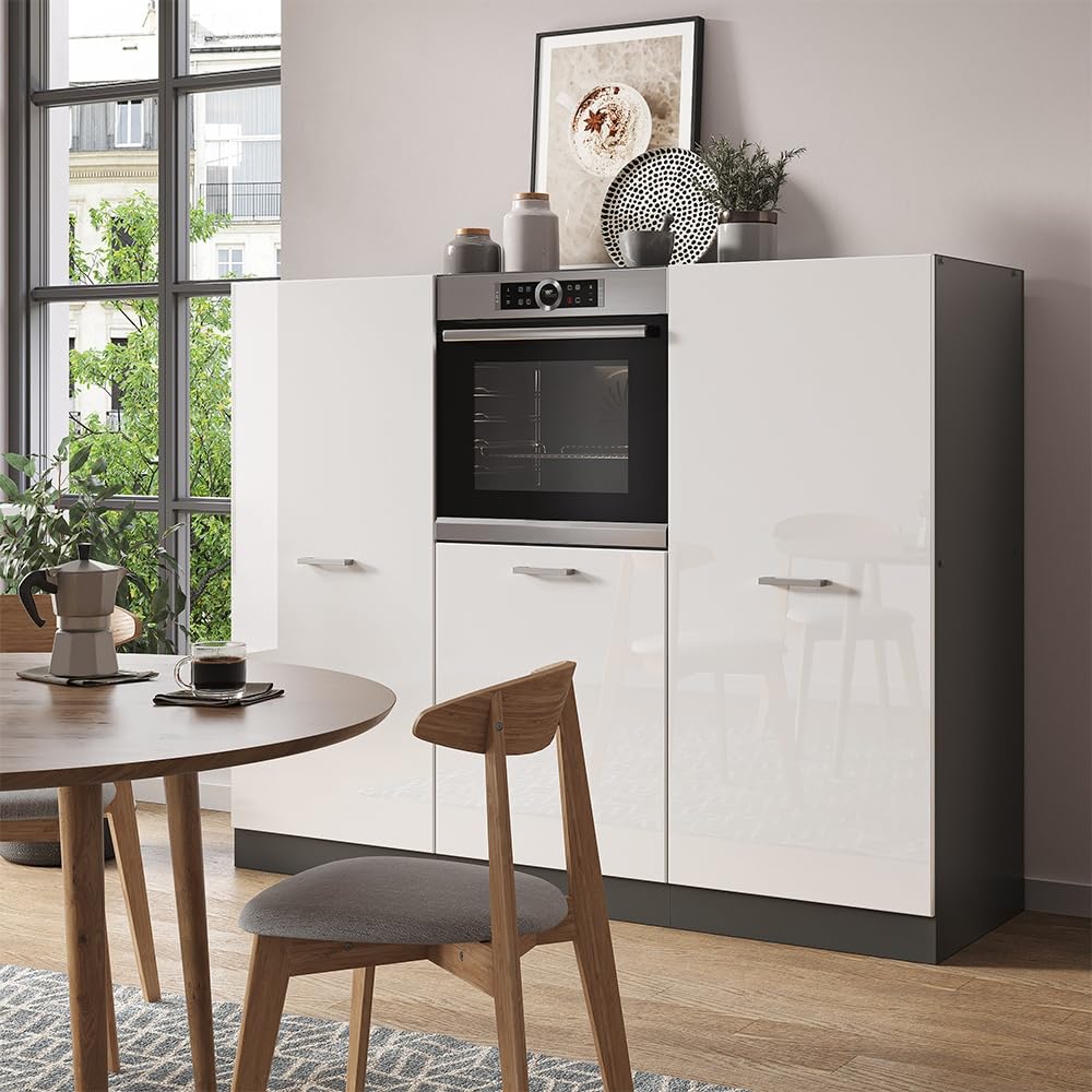 Vicco Cucine componibili piccole R-Line, Bianco lucido/antracite, 180 cm