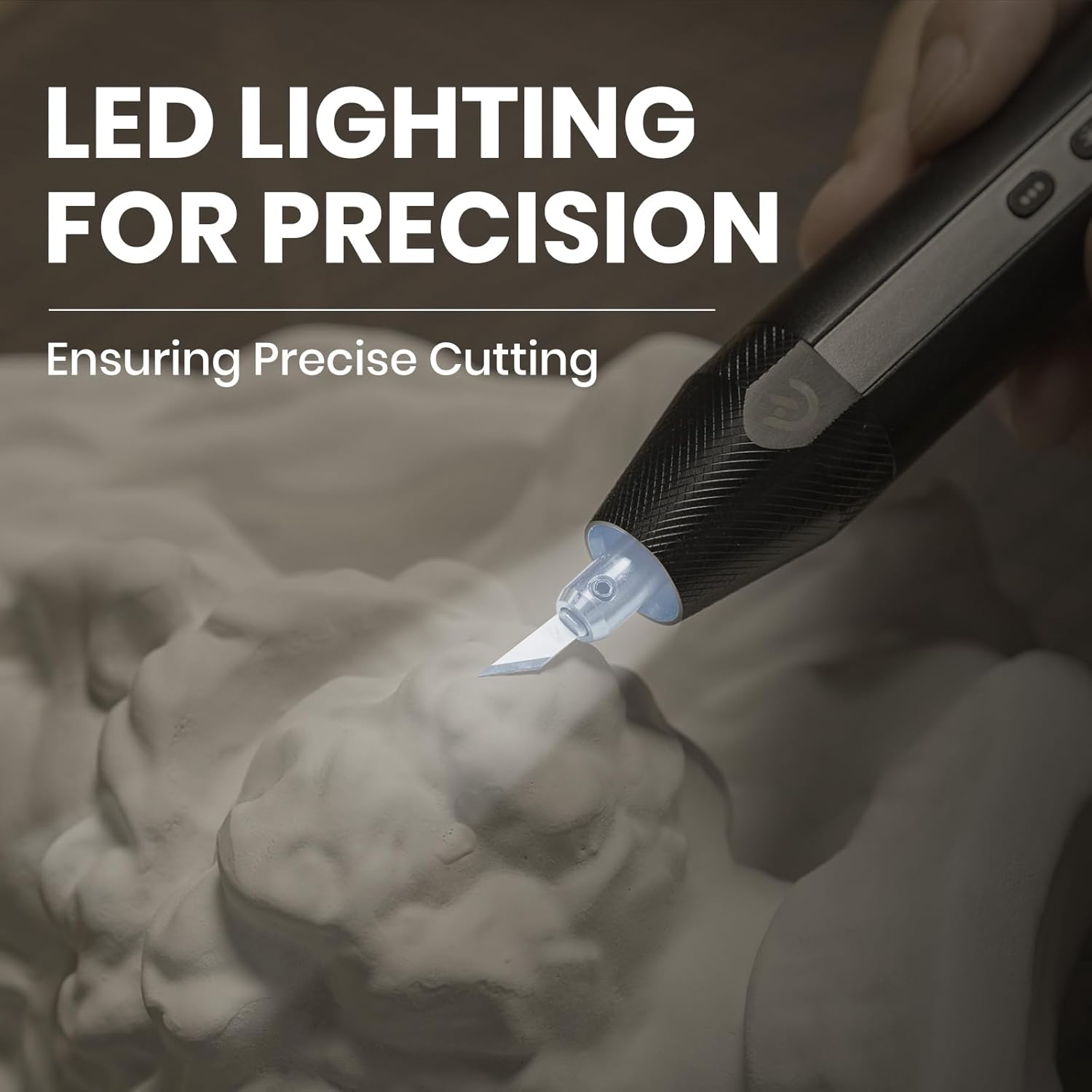 Cordless Ultrasonic Cutter Knife 74Pcs Neoblade Replacement Cut Resistant Finger Gloves 40KHz Ultrasonic Knife with Led Light Cutting Polishing Grinding for 3D Printing Prototyping DIY Projects