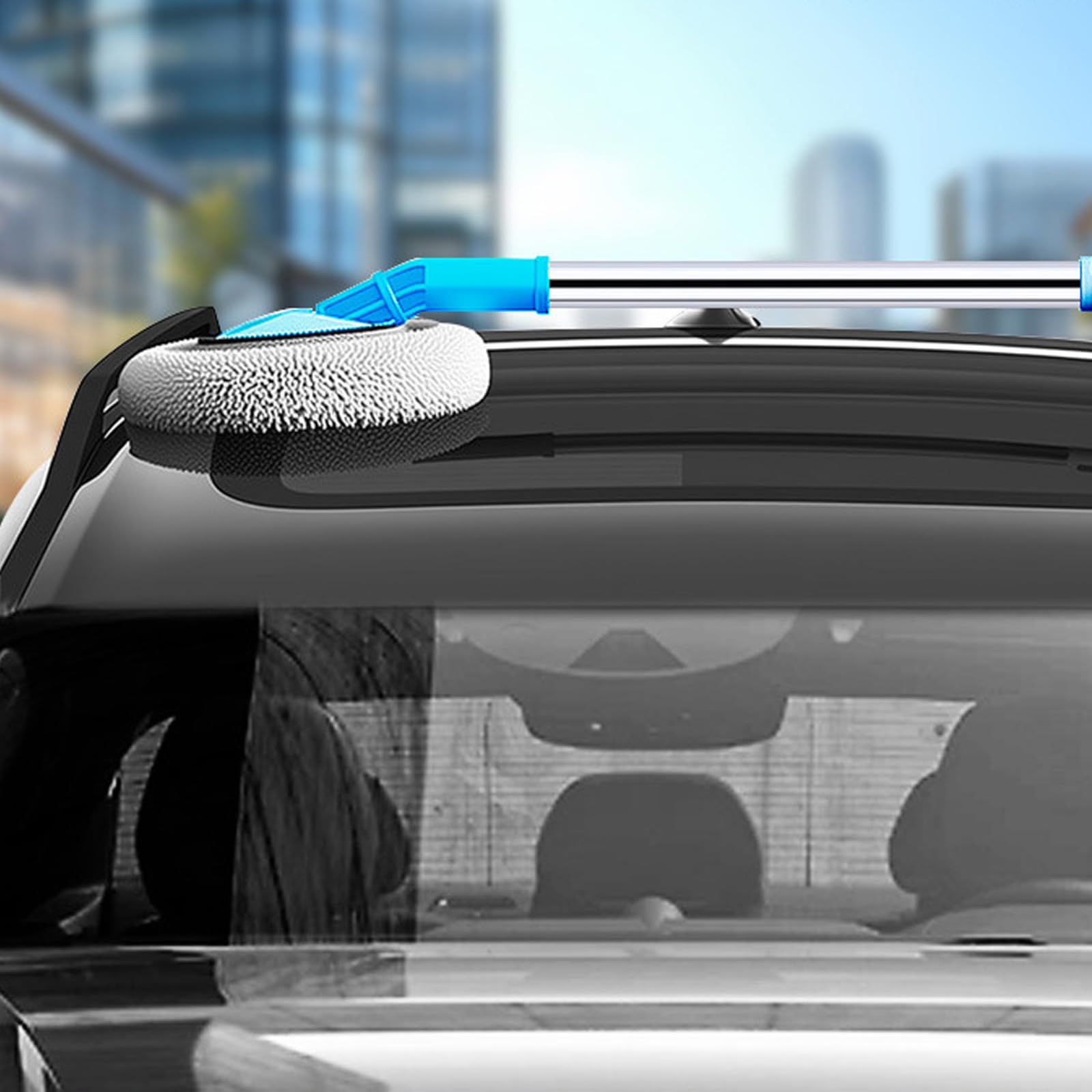 Outil de lavage de voiture extensible avec poignée incurvée pour une grande portée, nettoyage facile à utiliser, tête de réglage, poils doux pour le lavage de voiture, poils doux, manche