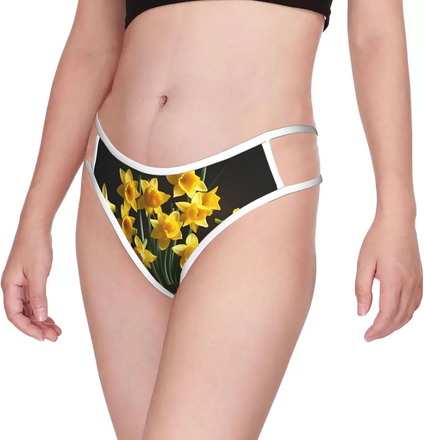 Bouquet Of Daffodil Print Sexy Underwear G String Thongs For Women Low Rise No Show Workout Panties For Sports And Yoga