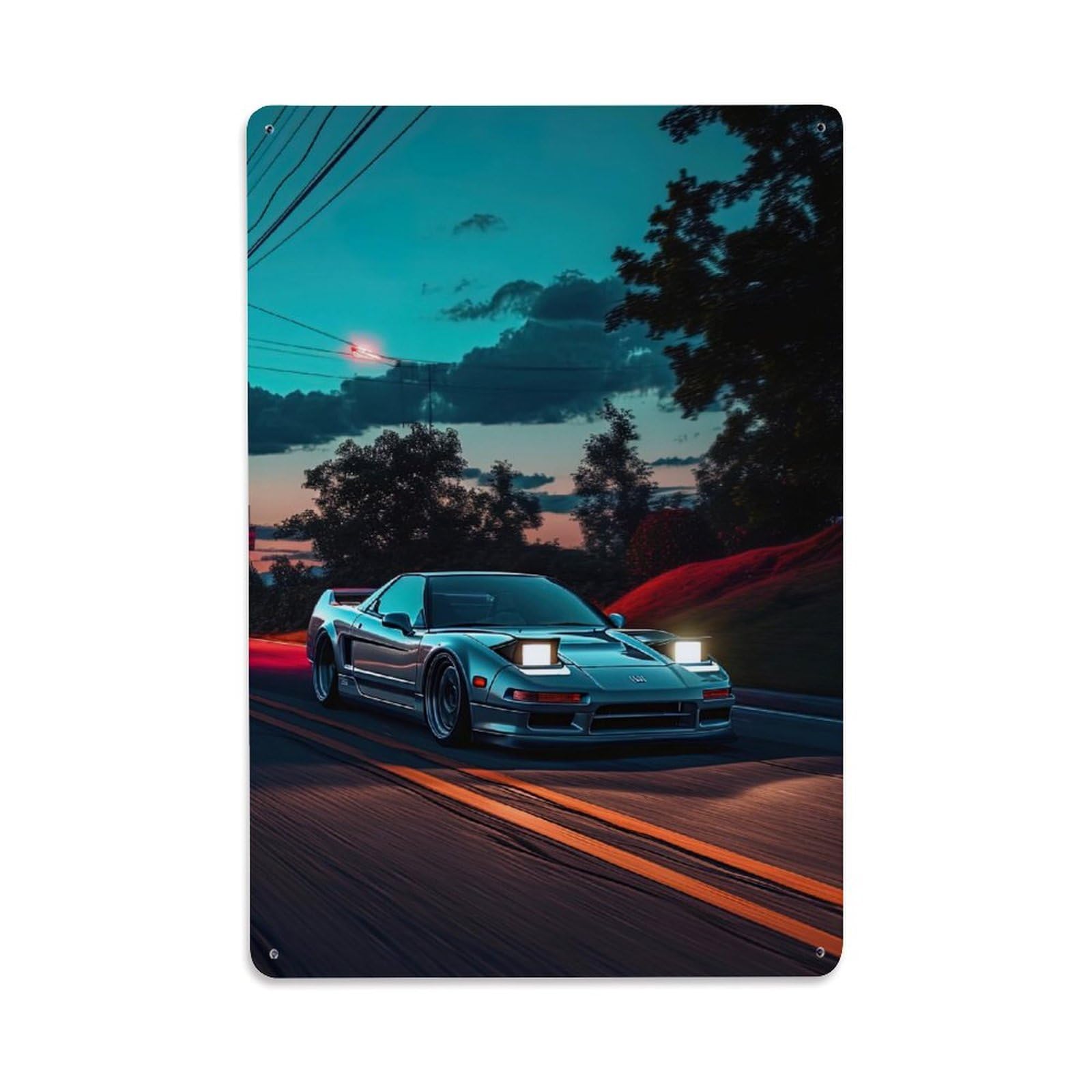 JDM Car NSX Super Sport Car Metal Tin Sign Plaque Wall Decor for Cafe, Club, Garden Metal Poster 8x12Inch