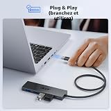 Acer USB Hub 3.0, Ultra Slim USB Adapter 4 Ports Splitter with Powered USBC - 5