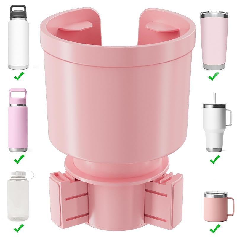 Expansor de Porta-Copos Automotivo SEVEN SPARTA para Garrafas e Copos Grandes de 32 a 46 oz, Rosa