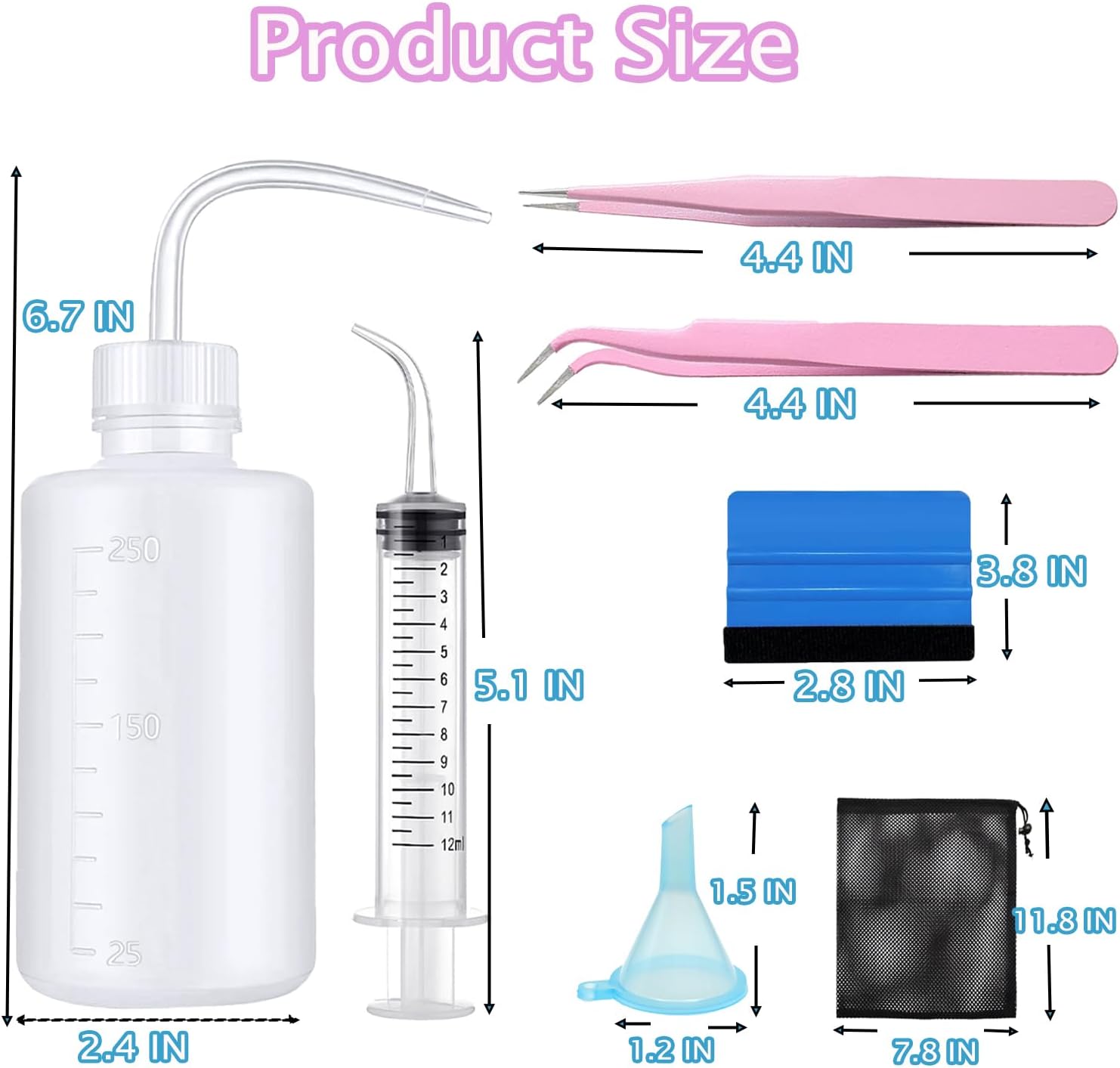 13 PCS Snow Globe Tumbler Making Supplies for DIY Glitter Snow Globe Cups with Squeeze Water Bottle Tweezers Bent Syringe Small Funnels Felt Squeegee Storage Bag, Suitable for DIY your crafts - Image 2