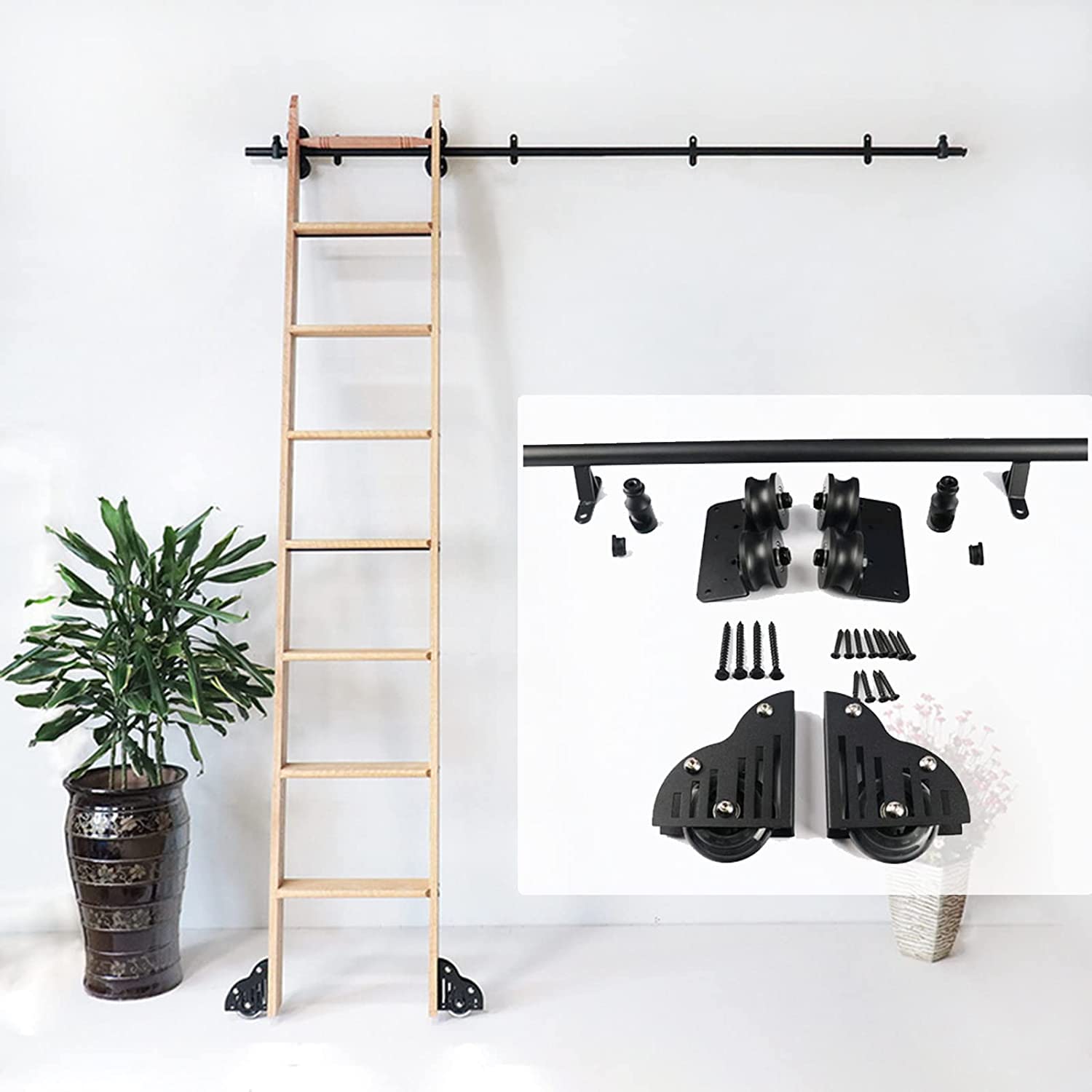 Kit quincaillerie pour échelle coulissante MObyat rail rond noir de 3,3 à 20 pieds