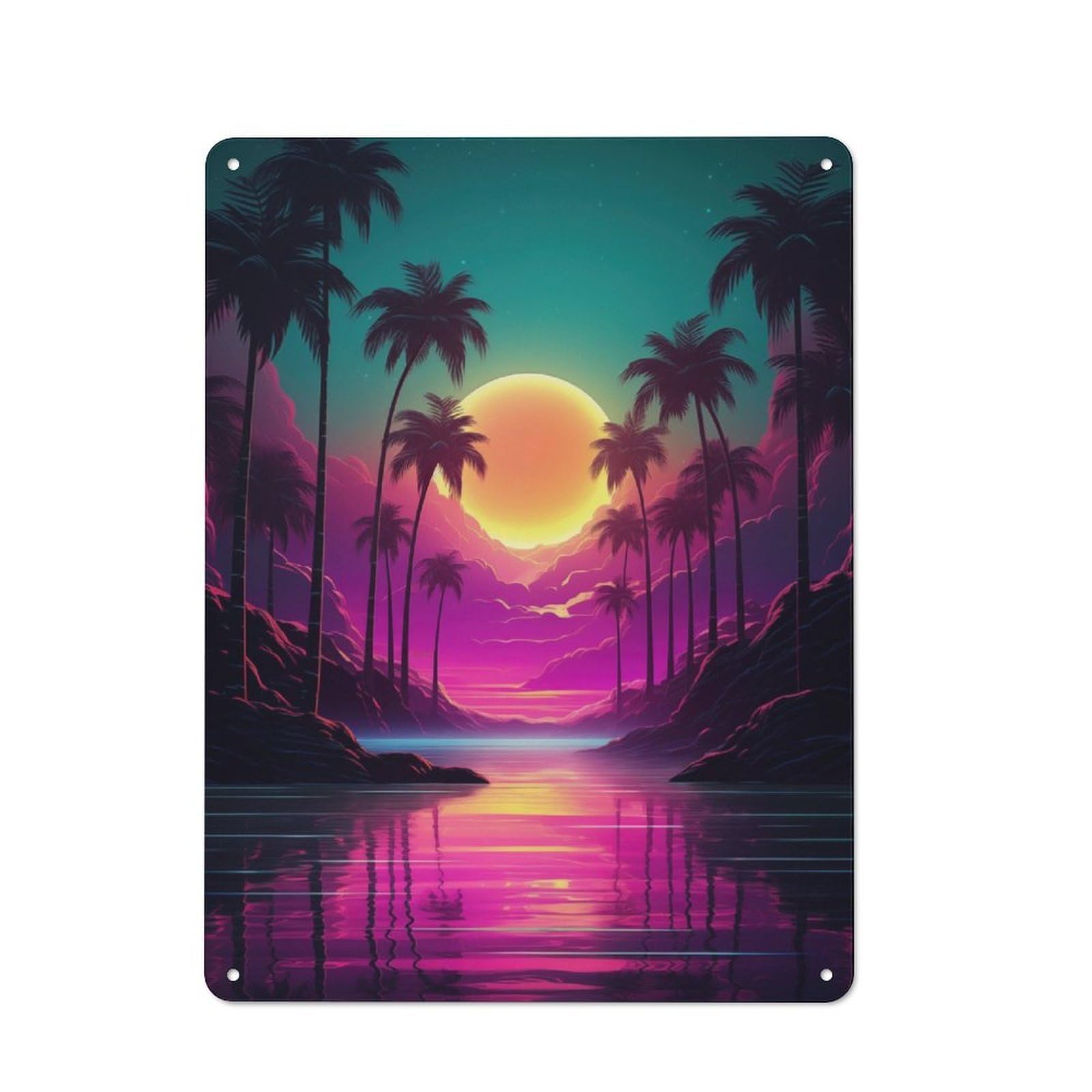 Junmoney Synthwave Abstract Vibes Rustic Metal Sign 40X30cm For Café Or Restaurant, For Vintage Wall Decor Fans, For Living Room And Hallway Decor