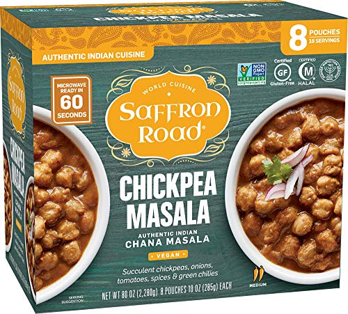 Saffron Road World Cuisine Gluten-Free Non-Gmo Halal Vegan Authentic Indian Chana Masala - 8 Ct. (10 Oz.) #TOP22