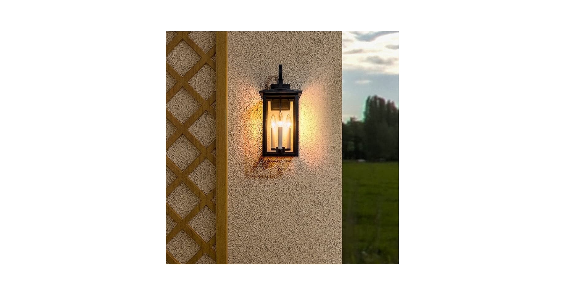 Amazon.com: Black 3 Bulb 19.88'' H Outdoor Wall Lantern with