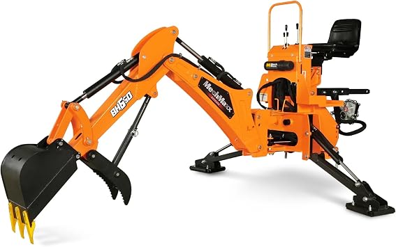 MechMaxx 7' Tractor Backhoe Attachment with Mechanical Thumb, 12 Bucket, ISO/SAE Switchable Controls, Self-Contained Hydraulic System, 3 Point Hitch Cat.1, 1550 HP, BH660M