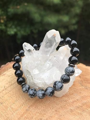 Vista 2 de Precious-GEMS Joyería Copo de nieve Obsidiana Pulsera Negro Onyx