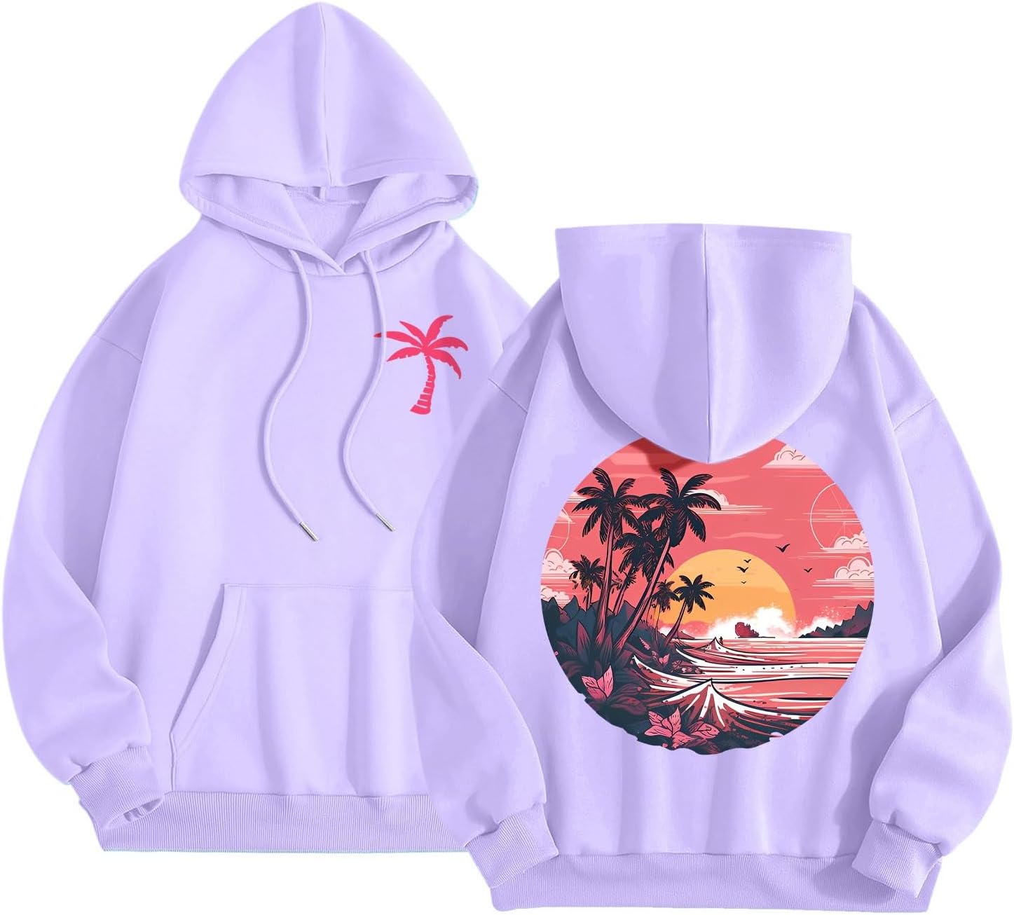 Puff Graphic Oversized Hoodies for Women Teen Girls Kids Trendy Cute Preppy Sweatshirt Long Sleeve Y2K Tops with Pockets