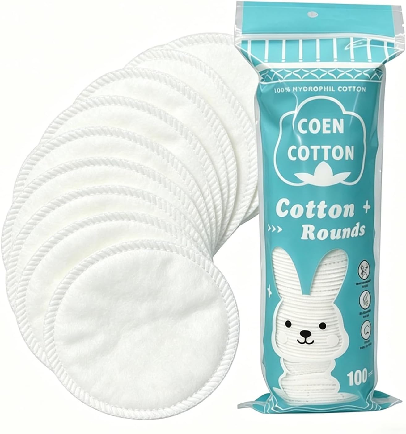 Kaerm 100Pcs 3 Layer Soft Cotton Rounds – Thickened Makeup Remover Pads, Hypoallergenic & Friendly for Face and Eye Area Blue One Size