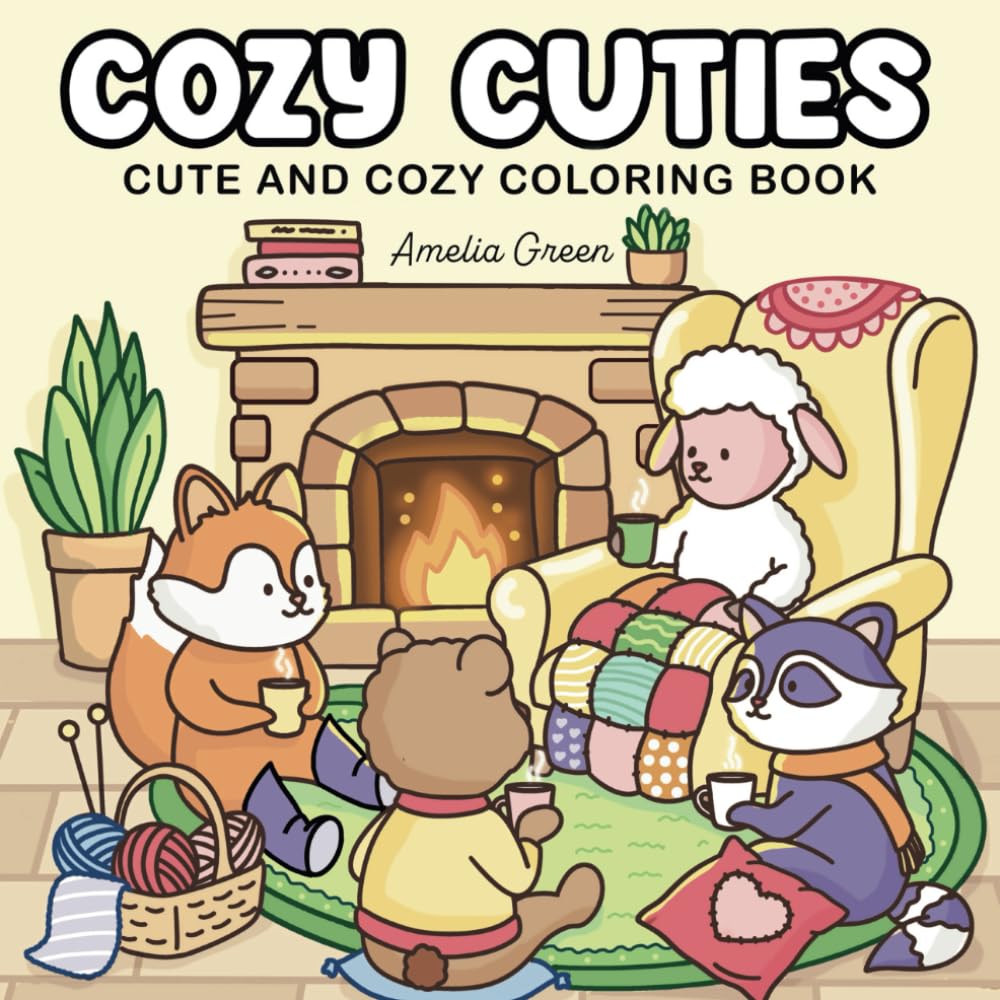 Cozy Cuties: Coloring Book for Adults and Teens Featuring Adorable Animal Characters, Relaxing Hygge Moments and Comfy Scenes