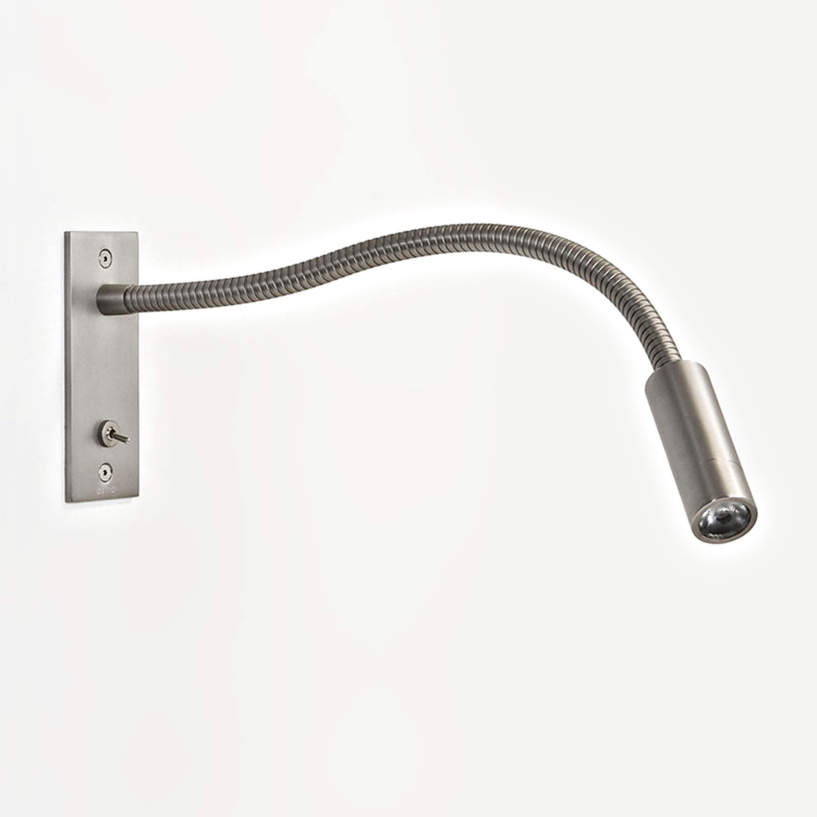 Lámpara de pared cromada con interruptor y foco LED flexible para dormitorio