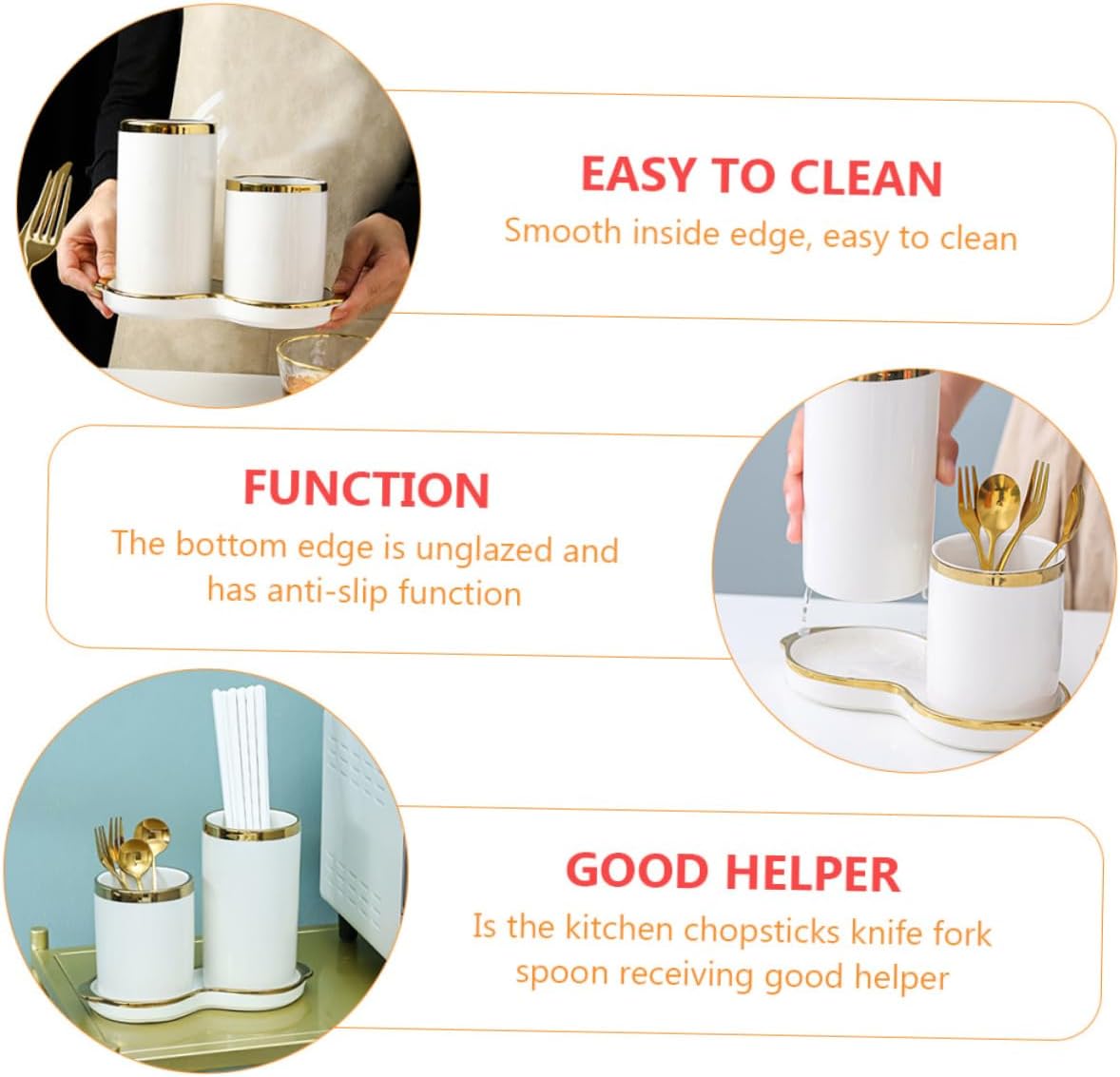 Organizer for Silverware Organizer Chopsticks Shelf Kitchen Storage Rack Ceramic Cutlery Rack White