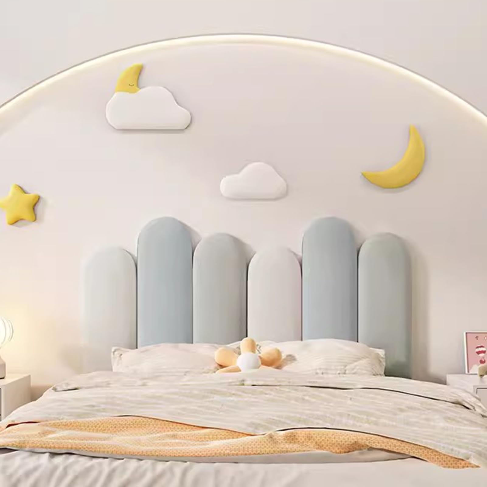 Gleedipre Single/Double Beds Headboards Upholstered wall panels Peel and stick 3D wall sticker Anti-fouling and scratch-resistant Decorative wall panels(M01,120x55cm)