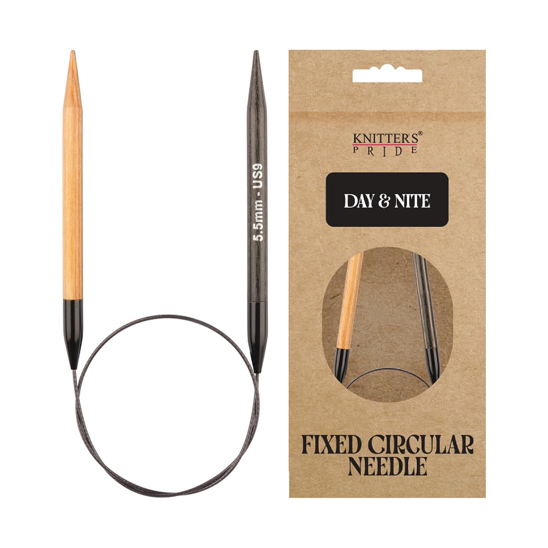 Knitter's Pride Day and Nite Circular Knitting Needle 60 cm 5.5 mm - 1 Unit, Natural/Black, 5.50mm