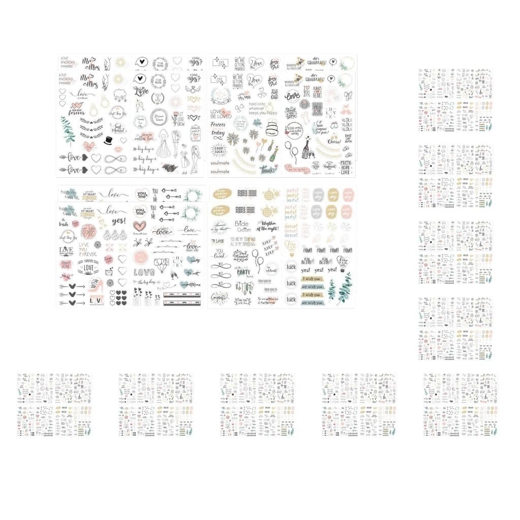 10 zestawów 8 arkuszy naklejek do planowania ślubu/zaręczyn, samoprzylepnych do scrapbookingu