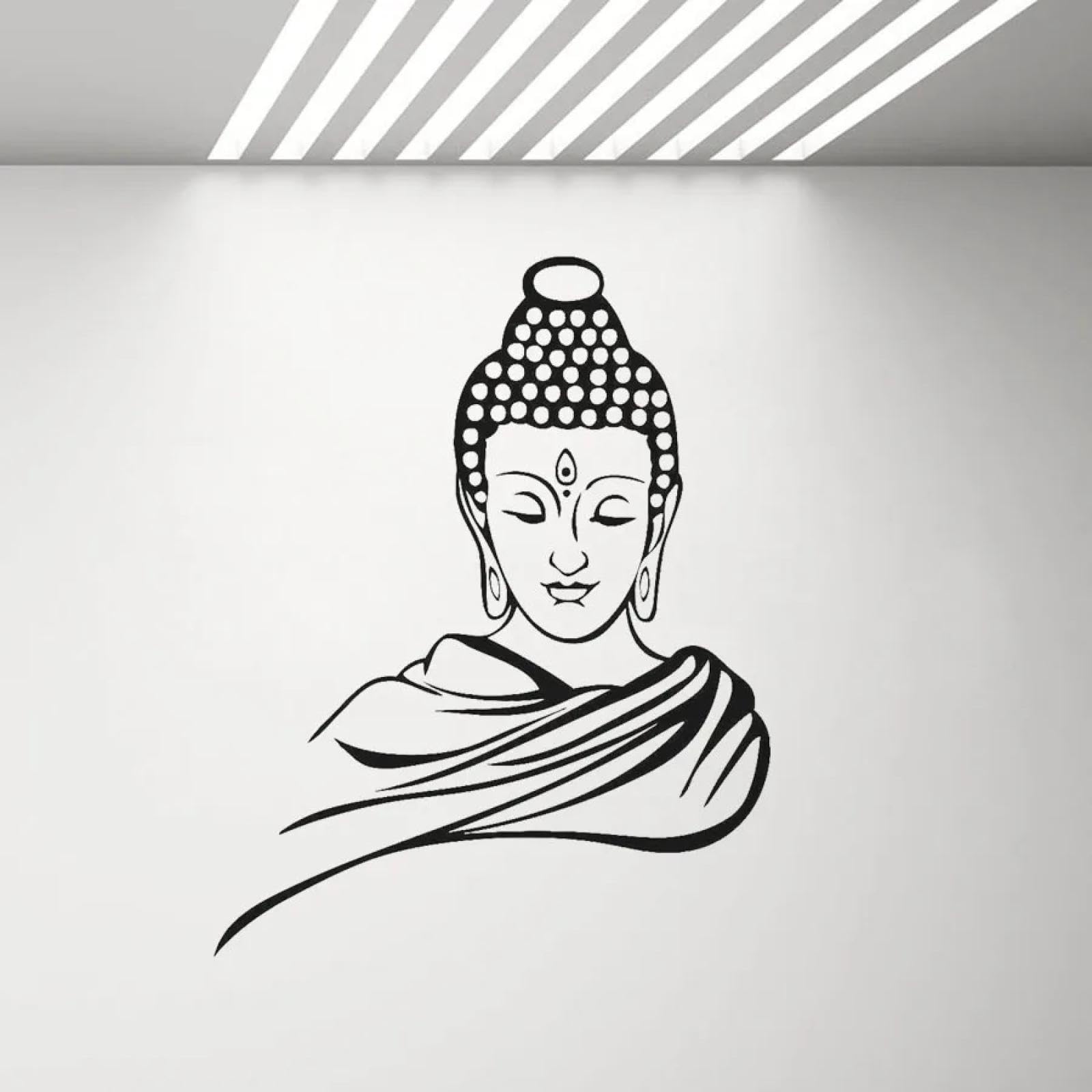 WEIMEIJIE Religious Stickers, Buddha Statues, Vinyl wall Decals, Home Decorations, Living Room Buddhist Meditation wall Stickers, Bedroom Decals.