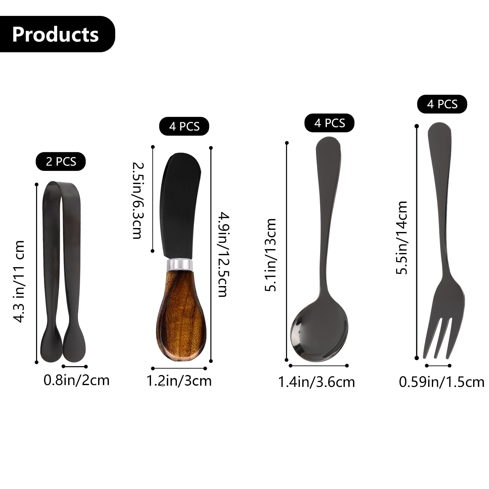 Accesorios de embutidos (14 piezas), esparcidores de queso para tabla de charcutería, mini cucharas de servir, tenedores y mini pinzas para servir, utensilios de charcutería para mantequilla, queso y