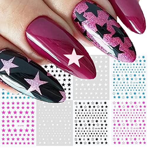 Star Nail Art Stickers Decals Nail Design Supplies 3D Self-Adhesive Nail Slider Stars Stickers Manicure Accessories For Women Girls Diy Nail Art Tips Decor 8 Sheets #TOP17