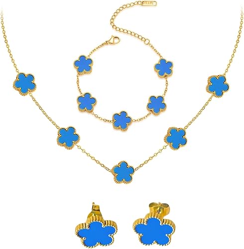 FANCYWUXI Parure de bijoux trèfle à quatre feuilles 18 ca…