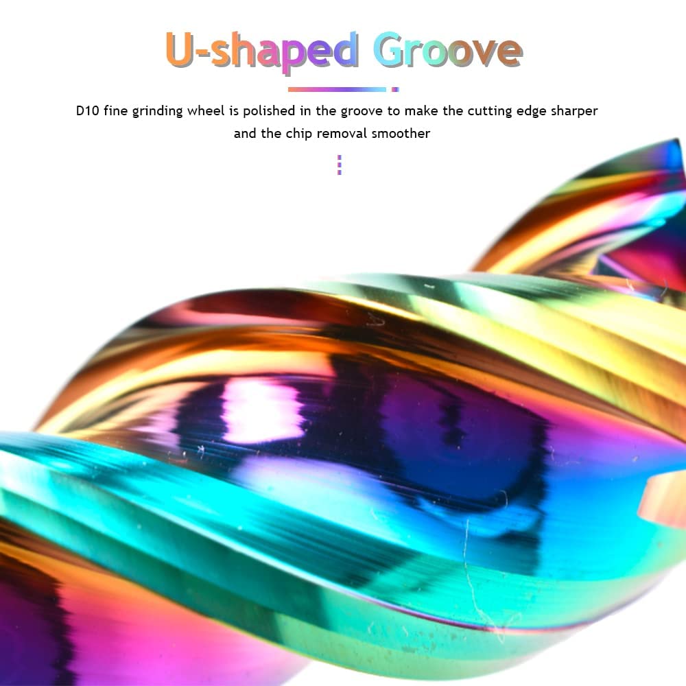 1/8" Shank Square Nose End Mill for Aluminum, 0.59" Cutting Length, 3-Flute Solid Carbide CNC Spiral Router Bits with DLC Coating, U-Type Design Milling Cutters for Aluminum Applications,Pack of 10