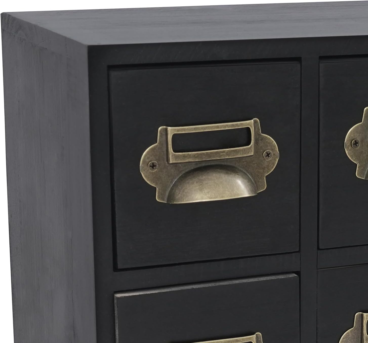 Wooden Desk Drawer Organizer Apothecary Storage Box with 12 Drawers Vintage Storage Cabinet for Desktop Organizer (Black)