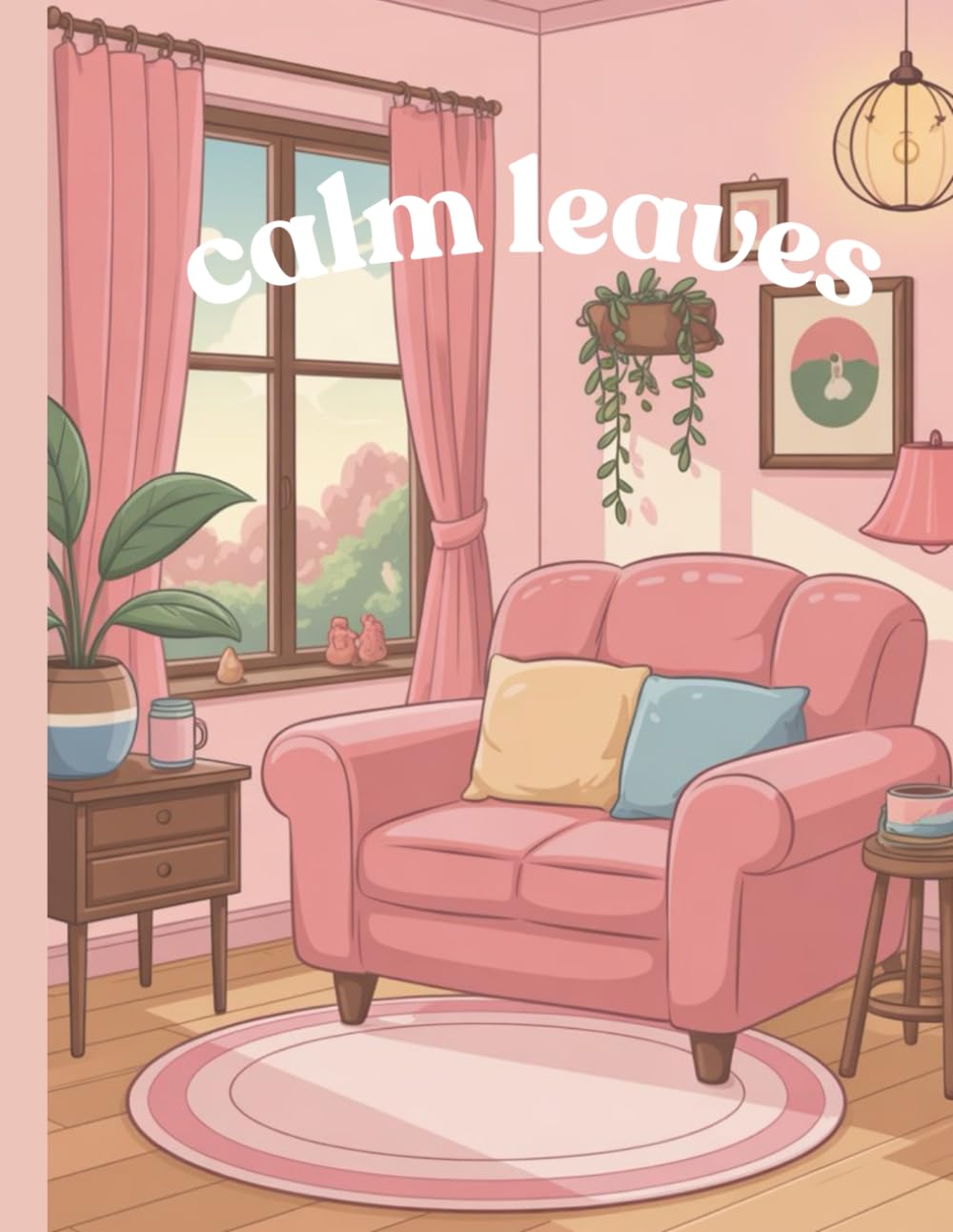 Calm leaves: A Relaxing Coloring Book of Cozy Interiors and Botanical Calm
