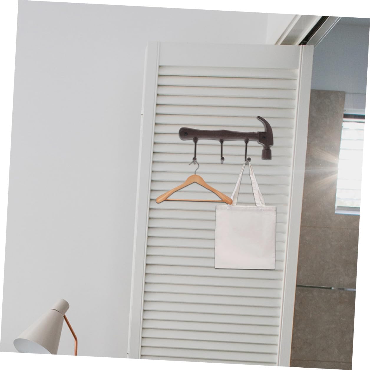 Mikikit Vintage Hammer Shape Metal Wall Hooks, 2pcs Cast Iron Coat and Hat Rack with Screws, Retro Home Wall Hanger for Entryway, Closet, and Bathroom Organization