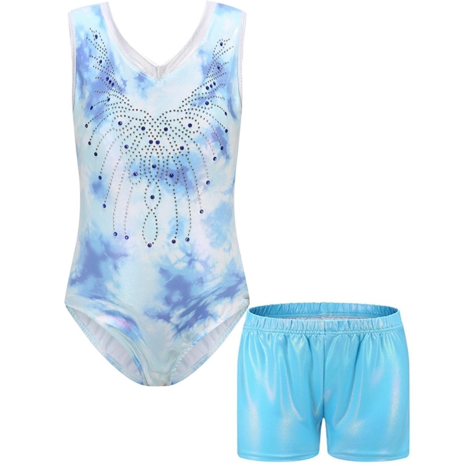Freebily Body Danza Classica Bambina Ginnastica Artistica Leotards Senza Maniche Balletto Body da Ginnastica Ritmica Abito Ballo Latino Costumi di Danza Moderna Performance Argento 3-4 anni