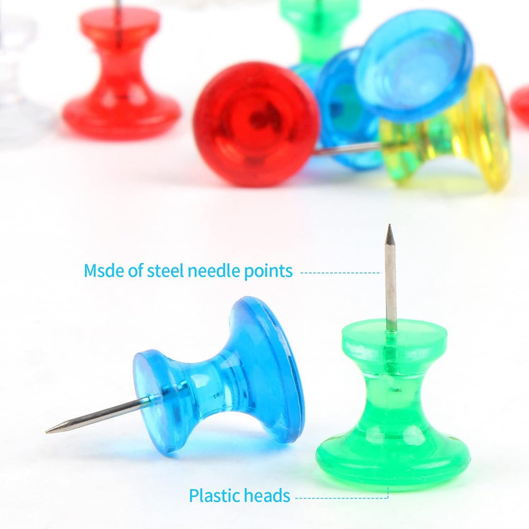 Riesige Druckstifte 1000er-Pack Große Reißnägel für Pinnwände Aus Korktafel mit Kunststoffgehäuse