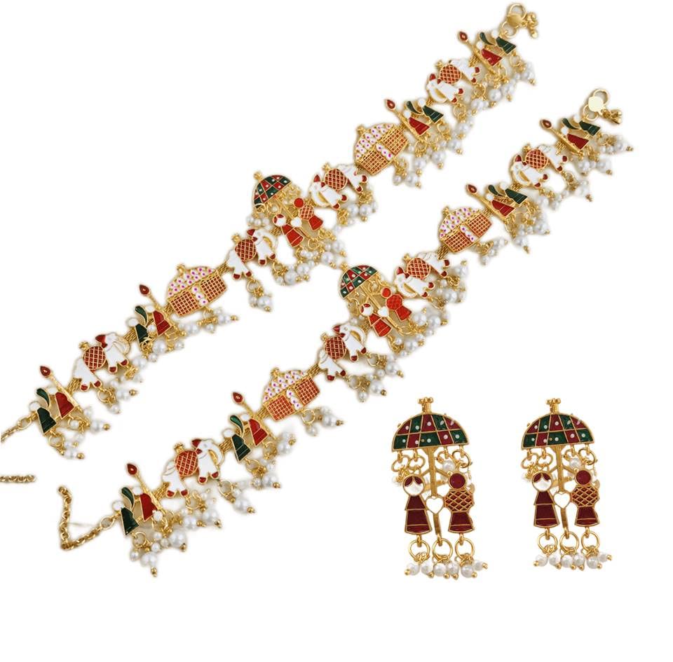 Sattyaki Multicolour White Alloy Oxidised Silver Metal Stone Studded Ghungroo With Jhalar Anklet for girls(Oxidised Silver). (Doli Barat Anklets With Toe Ring) (B0BVFLZC6T) Amazon Price History, Amazon Price Tracker